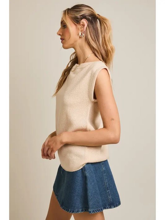 Asymmetrical Neck Line Slouchy Knit Top