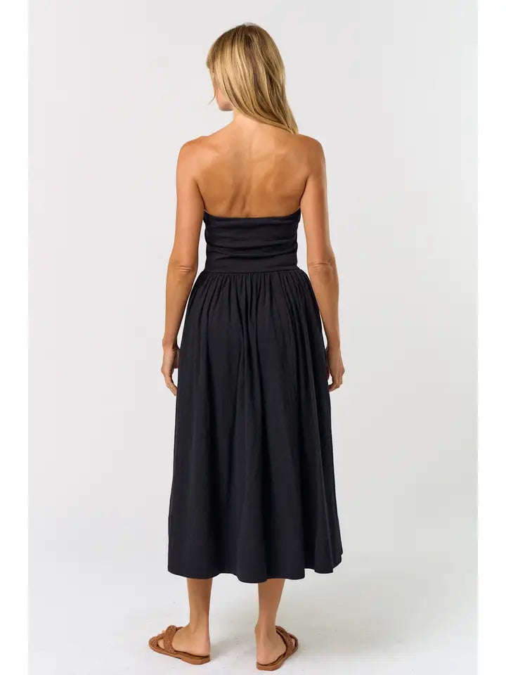 Strapless Midi Dress w/ Pockets