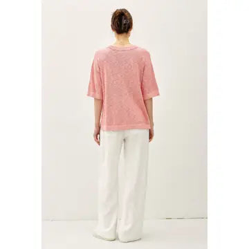 Short Sleeve Cotton Slub Sweater Top