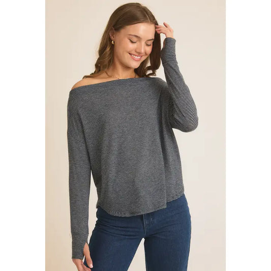 Long Sleeve Boat Neck Top