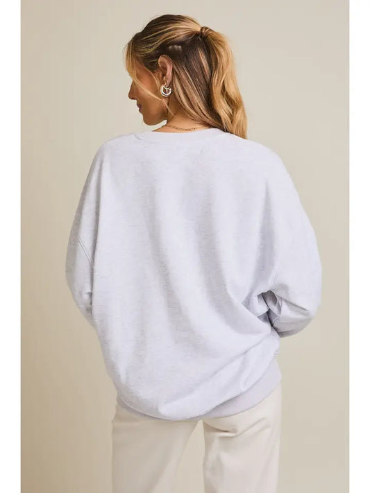 USA Flag Art Work Crew Neck Long Sleeve Sweatshirt