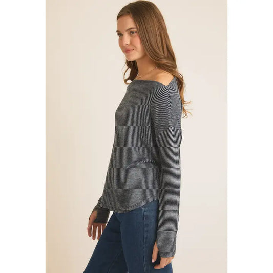 Long Sleeve Boat Neck Top