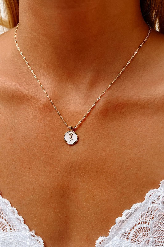 Twist Design White Charm Necklace