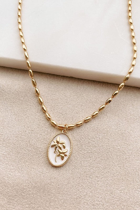 Gold White Charm Necklace