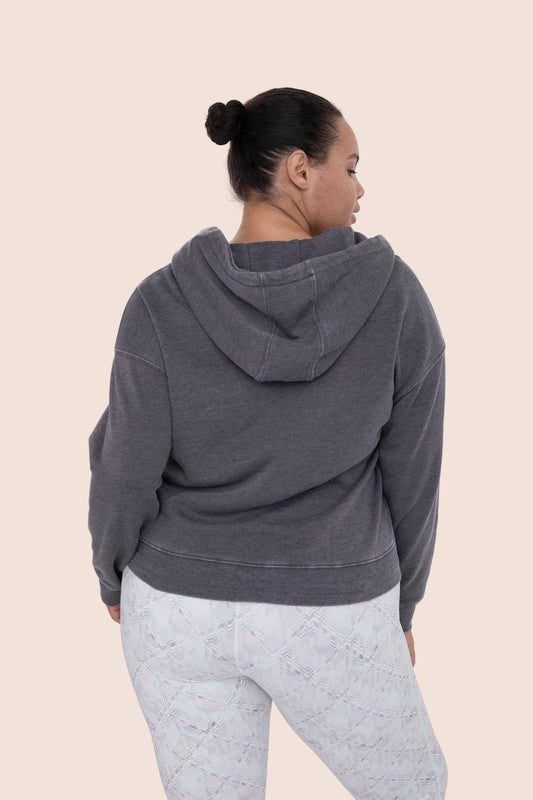 CURVY Burnout Wash Hoodie Top
