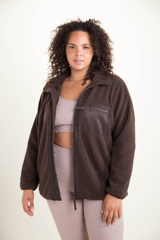 CURVY Zip Up Sherpa Trek Jacket