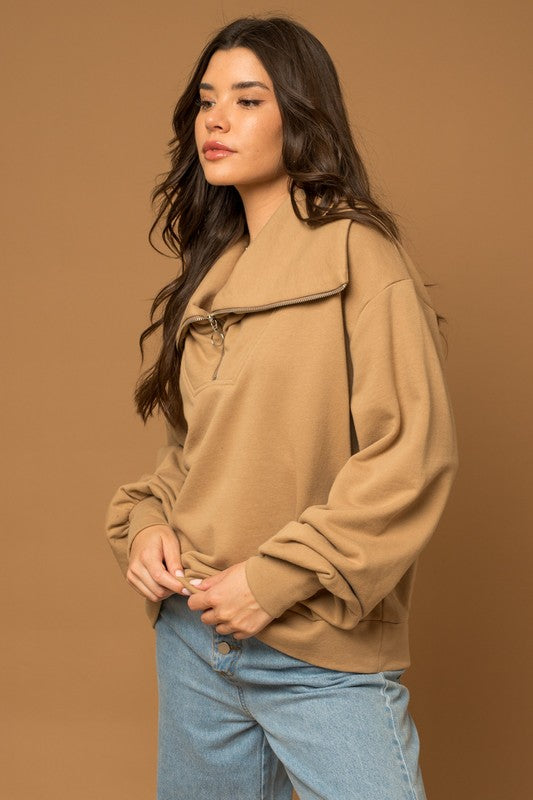Half Zip Washed Pullover