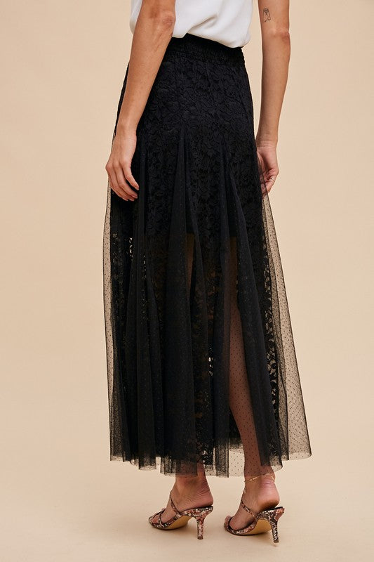 Lace Paneled Maxi Skirt