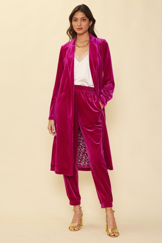 Long Sleeve Velvet Duster
