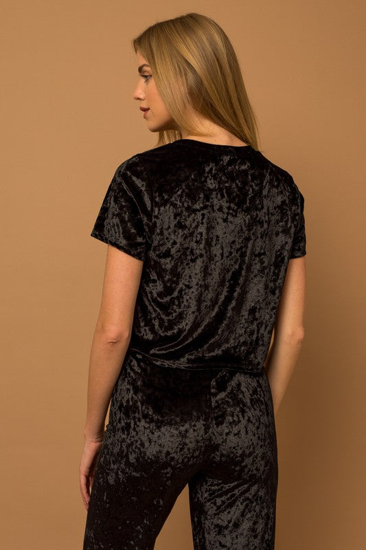 Short Sleeve Velvet Top