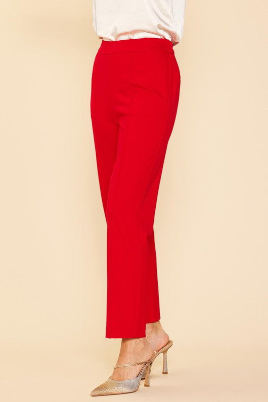 Red Knit Pinktuck Trouser