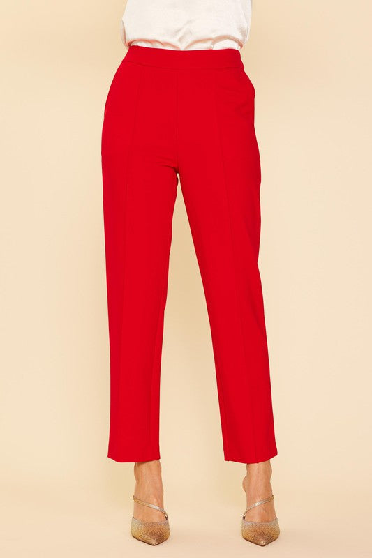 Red Knit Pinktuck Trouser