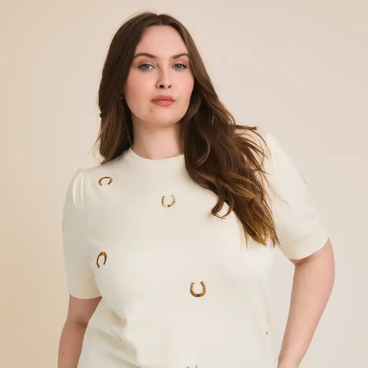 Horseshoe Round Neck Knitted Top
