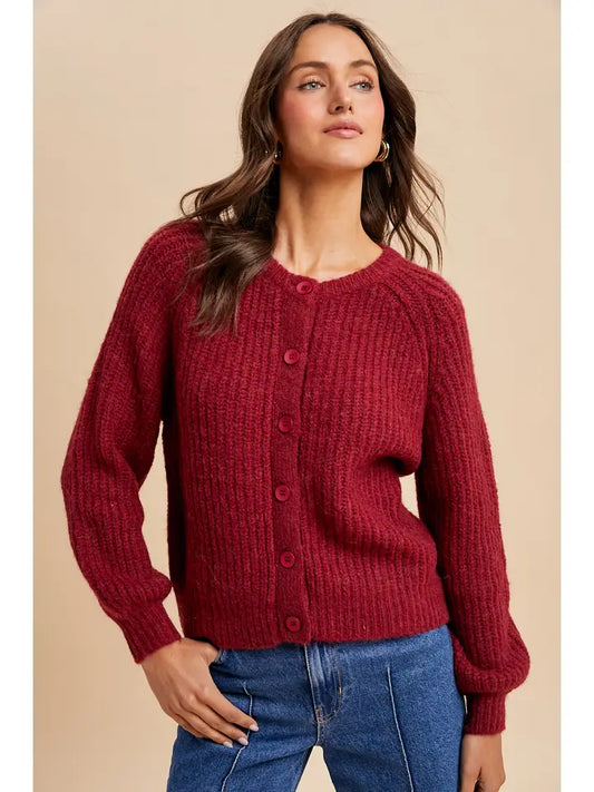 Raglan Sleeve Knitted Cardigan