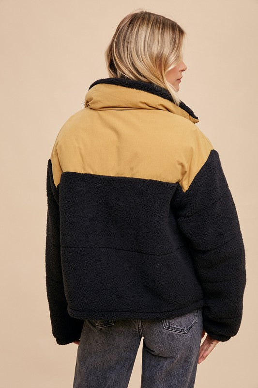 Contrast Sherpa Puffer Jacket