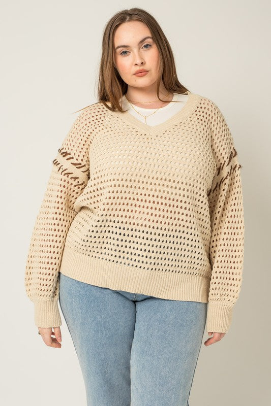 V-Neck Pointelles Sweater