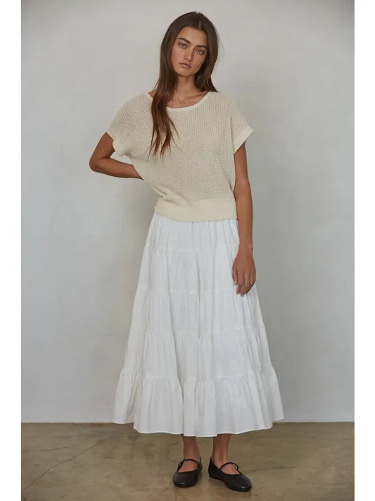 Knit Sweater See Through Short Sleeve Pullover Top