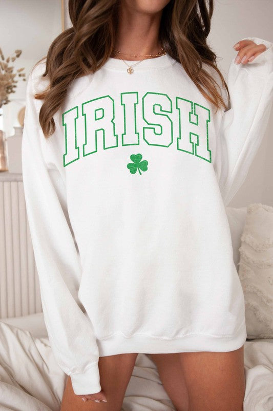 Irish Shamrock Oversized Graphic Sweatershirt!