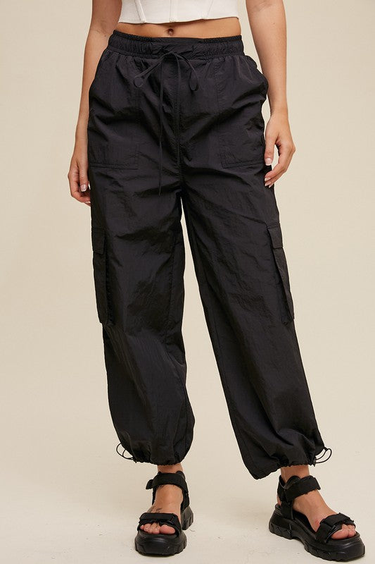 High Waist Parachute Cargo Pants