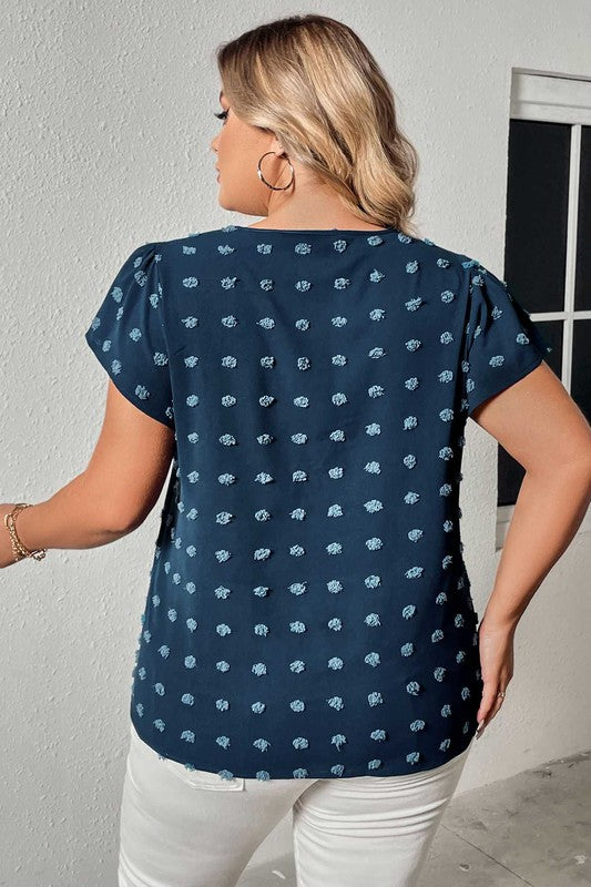 Pre-Order Curvy Swiss Dot Ruffle Sleeve Blouse