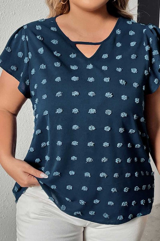 Pre-Order Curvy Swiss Dot Ruffle Sleeve Blouse