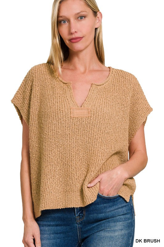 Back Patch Rolled Sleeves Pullover