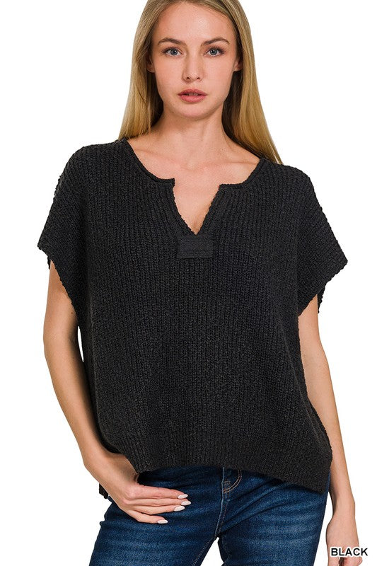 Back Patch Rolled Sleeves Pullover