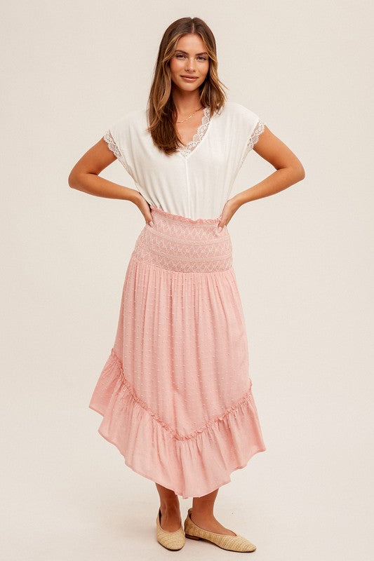 Lace Trimmed V-Neck Tee