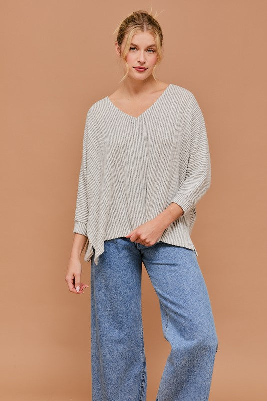 Striped V-Neck Textured Top!