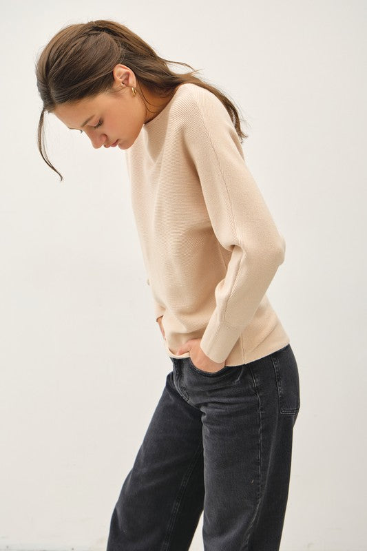 Boat Neck Dolman Sleeve Sweater