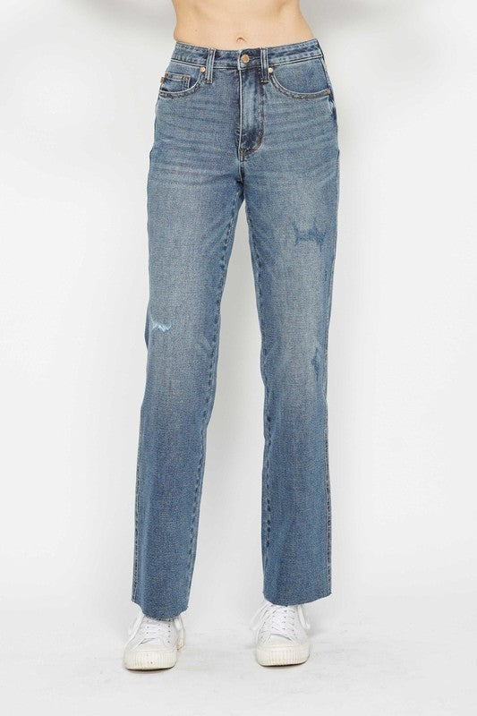 HW Tummy Control Cut Raw Hem Straight