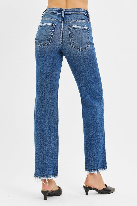Tummy Control High Rise Ankle Straight Jeans