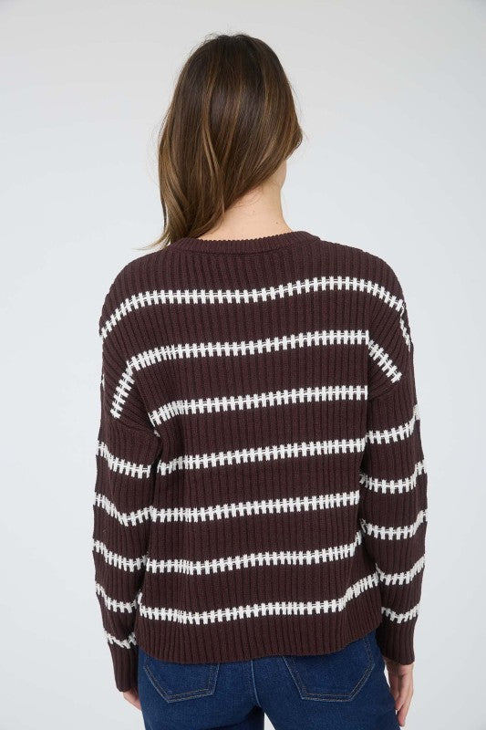 Striped Ribbed Knit Sweater