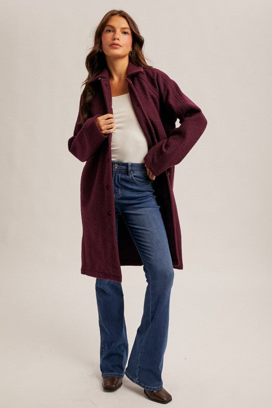 Teddy Textured Button Down Coat