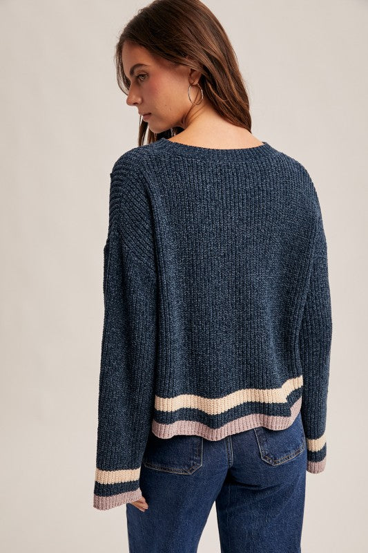 Crew Neck Chenille Crop Sweater