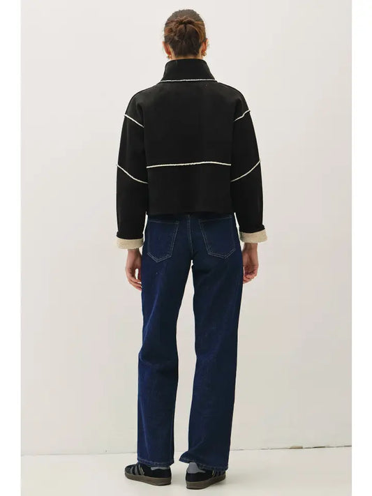 Suede Feel Sherpa Lined Boxy Outer