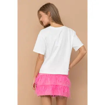 Cotton Studded Short Sleeve Crop Tee