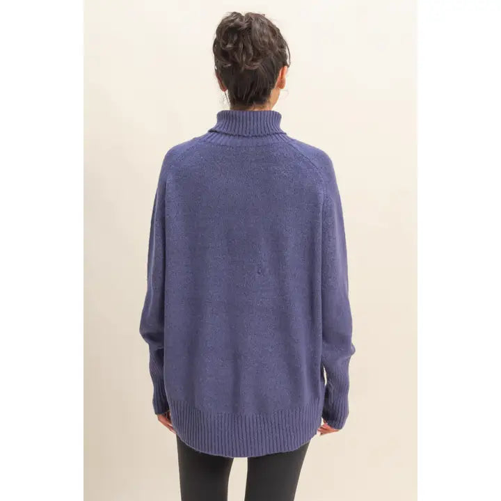 Oversized High Low Turtleneck Sweater