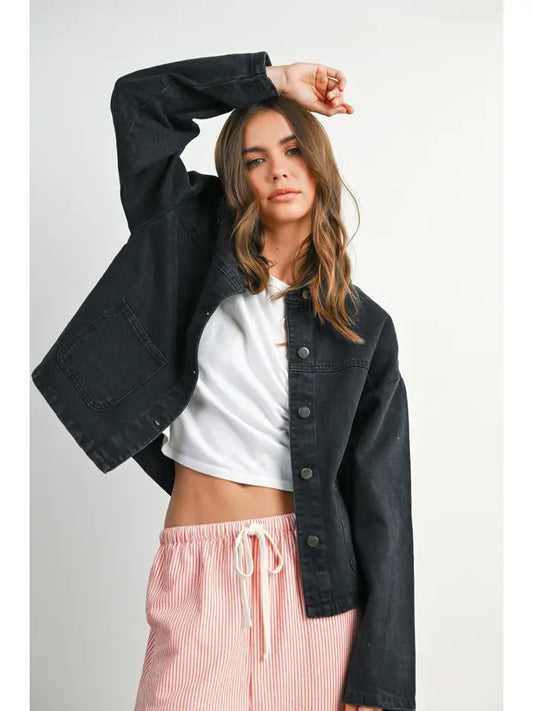 Button-Down Jacket with Shirt Collar and Pockets