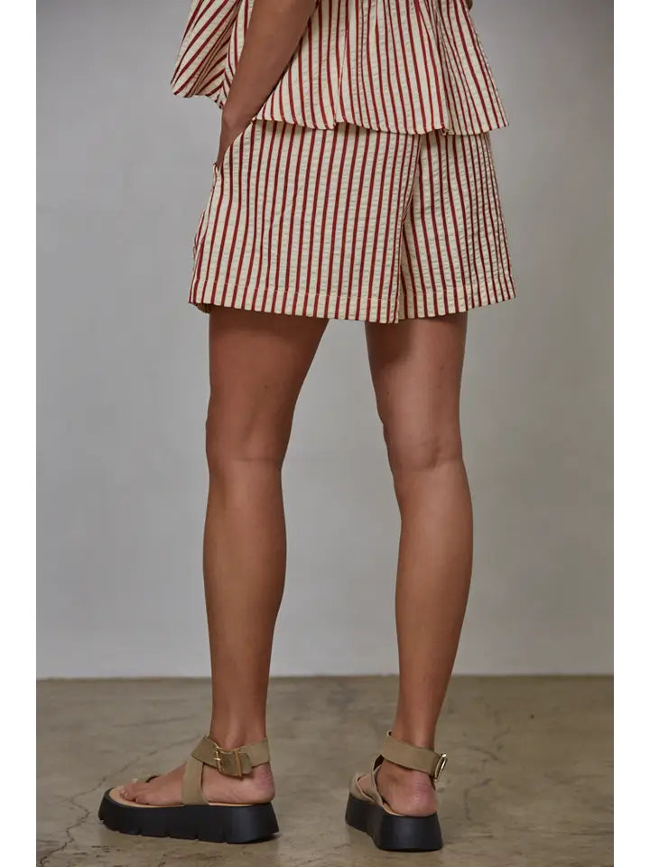 Woven Polyester Viscose Cotton Striped Shorts