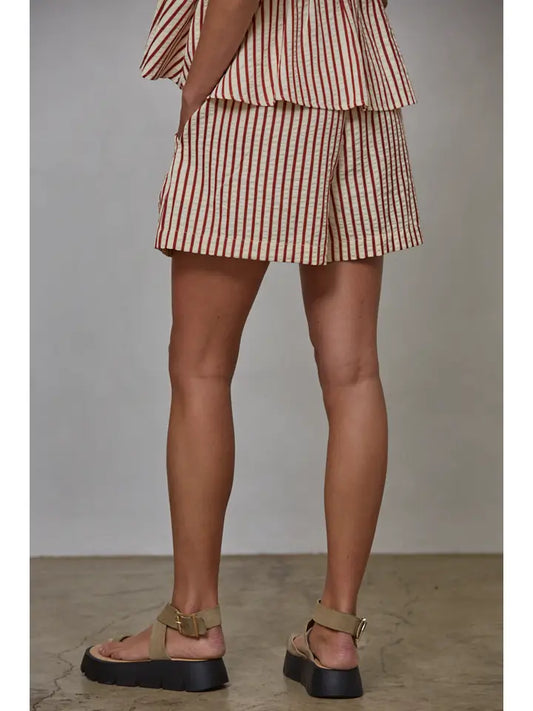 Woven Polyester Viscose Cotton Striped Shorts