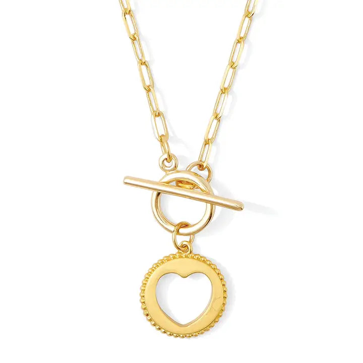 Heart Paperpclip Toggle Necklace