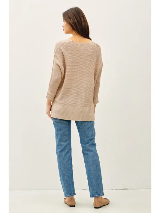 V-Neck Dolman Sleeve W. Roll Cuff Sweater
