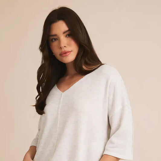 V Neck Wide Long Sleeve Top