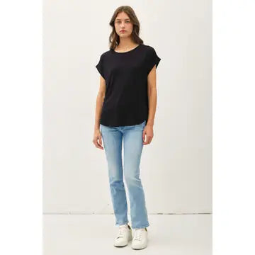 Bamboo/Modal Round Neck Dolman Cap Sleeve T-Shirt