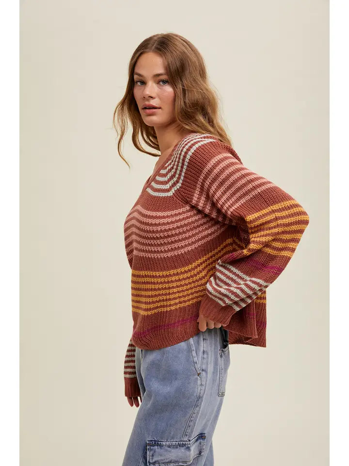 Multi-Color Striped Lightweight Sweater