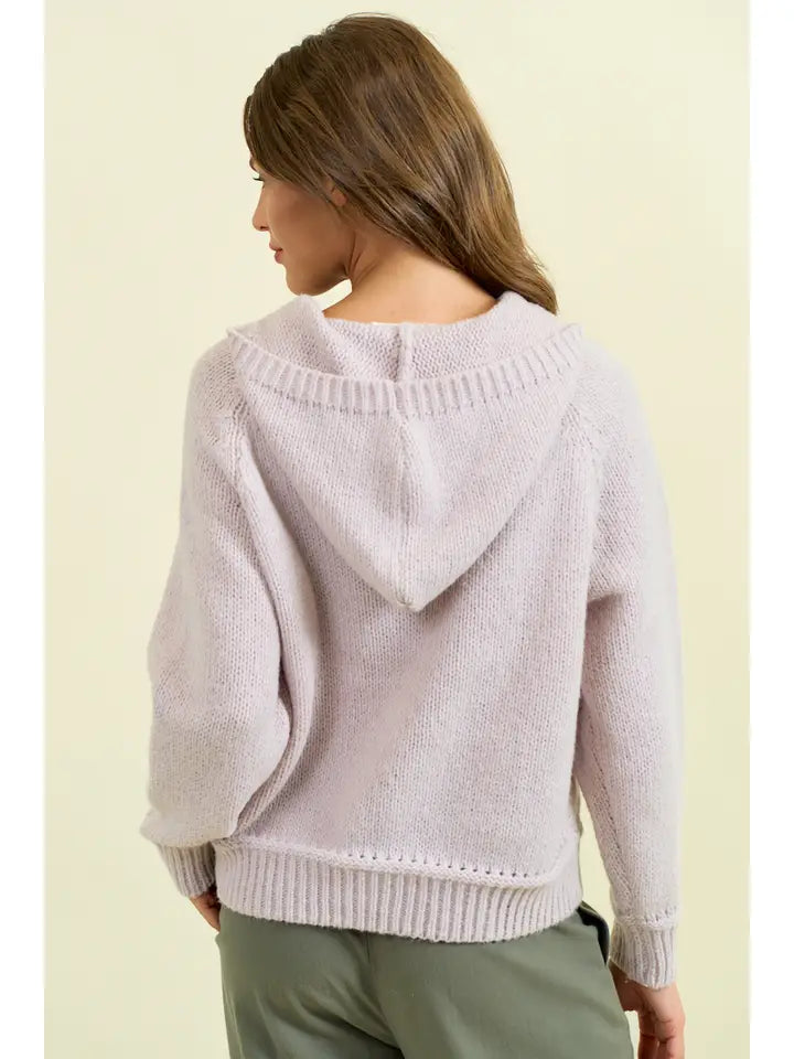 Hoodie Braided Detail Long Sleeve Sweater