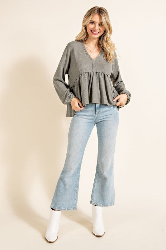 Olive Babydoll Top