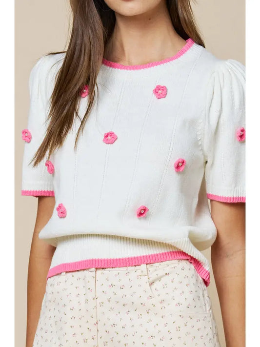 Short Sleeve Cropped Sweater Top