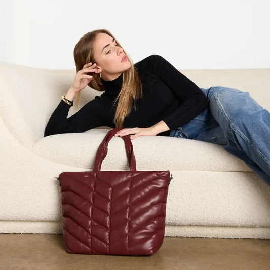 Brinley Quilted Chevron Tote w/ Shoulder Strap
